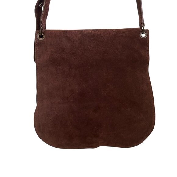 Patrizia Pepe Suede Leather Flap Buckle Crossbody Satchel‎ Brown Western Boho - Picture 5 of 16
